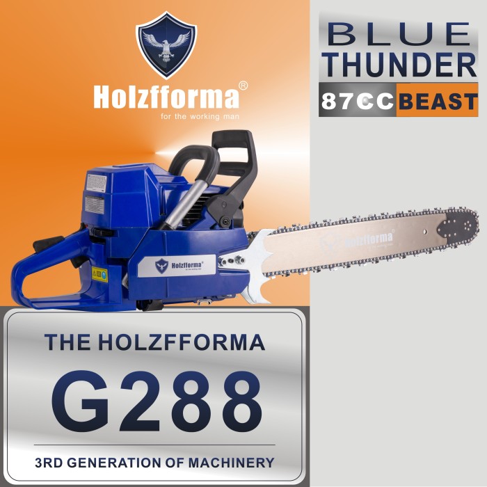 US STOCK - 87cc Holzfforma® Blue Thunder G288 Gasoline Chain Saw Power Head Without Guide Bar and Chain Top Quality By Farmertec All parts are For Husqvarna 288 Chainsaw 2-4 Days Delivery Time Fast Shipping For US Customers Only