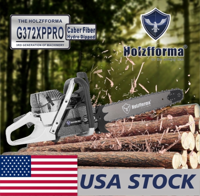 US STOCK - 71cc Holzfforma G372XP PRO Top Grade Chainsaw With Walbro Carburetor Italy Tech Nikasil Cylinder Meteor Piston Caber Ring NGK Plug Double Bumper Strips Wrap Around Handle Bar 2-4 Days Delivery Time Fast Shipping For US Customers Only