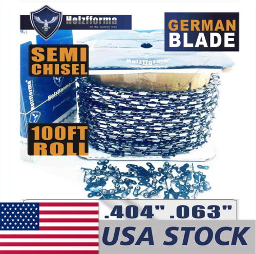 US STOCK - Holzfforma® 100FT Roll .404”  .063'' Semi Chisel Saw Chain With 40 Sets Matched Connecting links and 25 Boxes 2-4 Days Delivery Time Fast Shipping For US Customers Only
