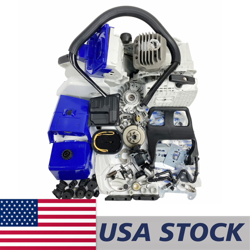 US STOCK - Farmertec Complete Aftermarket Blue Repair Parts For STIHL MS440 044 Chainsaw Engine Crankcase Gas Fuel Tank Ignition Coil Crankshaft Carburetor Cylinder Piston Recoil Starter Muffler 2-4 Days Delivery Time Fast Shipping For US Customers Only