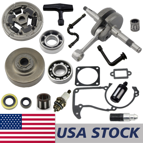 US STOCK - Crankshaft Clutch Chain Sprocket Oil Seal Grooved Ball Bearing Crankcase Cylinder Muffler Gasket Spark Plug Fuel Oil Line Filter Starter Grip Handle Combo For Stihl MS360 036 MS340 034 Chainsaw 2-4 Days Delivery Time Fast Shipping For US Customers Only
