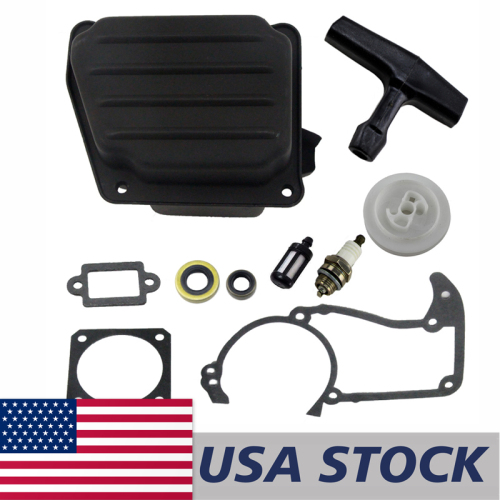 US STOCK - Muffler Crankcase Cylinder Gasket Oil Seal Fuel Filter Starter Grip Pulley Combo For Stihl MS360 036 MS340 034 Chainsaw 2-4 Days Delivery Time Fast Shipping For US Customers Only