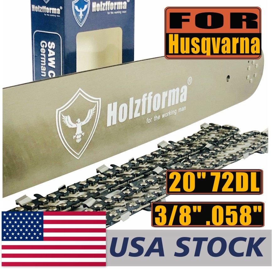 Holzfforma® 20 Inch Guide Bar &Saw Chain Combo 3/8 .058 72DL For Husqvarna Chain 