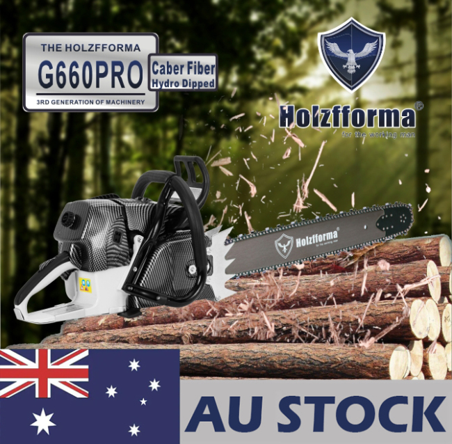 AU STOCK - 92cc Holzfforma G660 PRO Top Grade Chainsaw Power Head With Walbro Carburetor Italy Tech Nikasil Cylinder Meteor Piston Caber Ring NGK Plug Tank Protective Guard Wrap Around Handle Bar Larger and Stronger Sprocket Cover 2-4 Days Delivery Time Fast Shipping For AU Customers Only