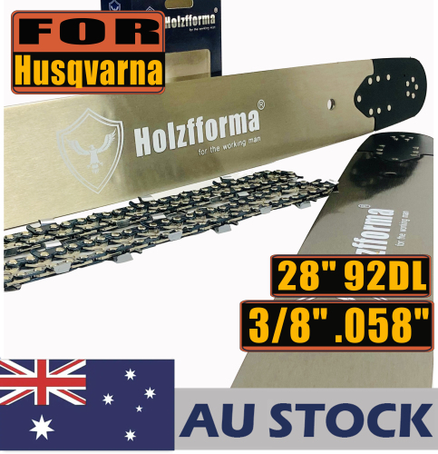 AU STOCK - Holzfforma® Pro 28 Inch 3/8 .058 92DL Bar & Full Chisel Chain Combo For Husqvarna 61 66 262 xp 266 268 272 xp 281 288 362 365 372 xp 385 390 394 395 480 562 570 575 2-4 Days Delivery Time Fast Shipping For AU Customers Only
