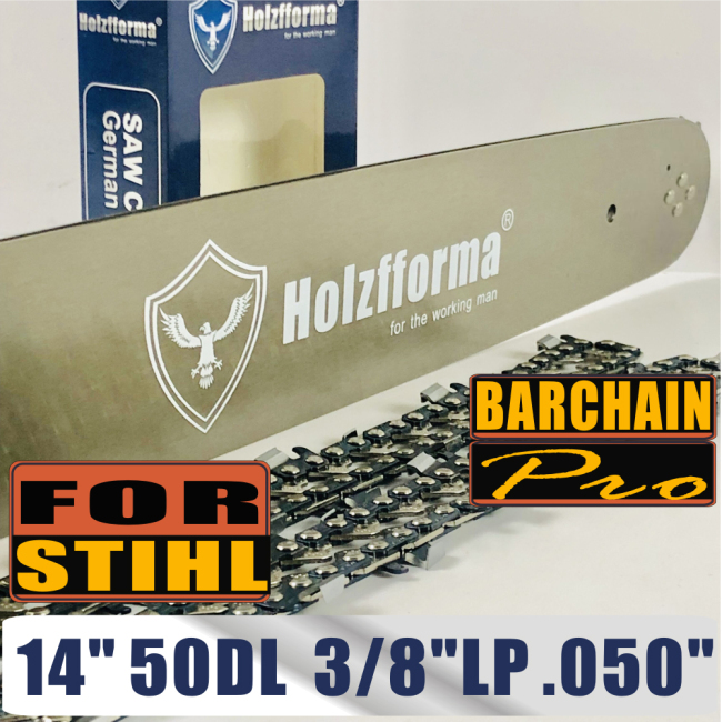 Holzfforma® 14 Guide Bar &Saw Chain Combo 3/8LP .050 50DL For Stihl MS170 MS180 MS181 MS190 MS191T MS192T MS200 MS200T MS210 MS211 MS230 MS250 017 018 020 021 023 025 Chainsaw