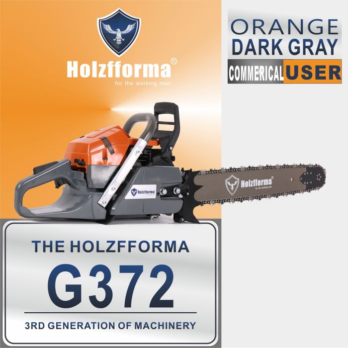 65cc Holzfforma® Orange Dark Gray G372 Gasoline Chain Saw Power Head Without Guide Bar and Chain Top Quality By Farmertec All Parts Are For Husqvarna 365 Chainsaw