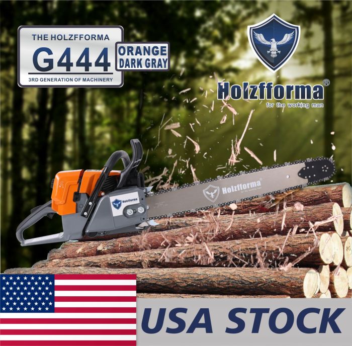 US STOCK - 71cc Holzfforma® Orange Dark Gray G444 Gasoline Chain Saw Power Head Without Guide Bar and Chain Top Quality By Farmertec All parts are For MS440 044 Chainsaw  2-4 Days Delivery Time Fast Shipping For US Customers Only