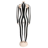 One Piece Striped Jumpsuit For Women 3370
