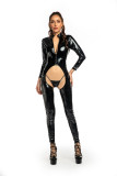 Long Sleeve Crotch Open Cut Out Women Sexy Jumpsuit