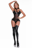 Lace Up Women Mesh Insert Sexy Teddy Lingerie