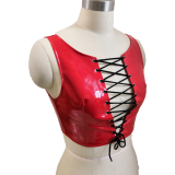 Women Lace Up Front Leather Top TCJ1115