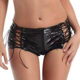 Women Lace Up Zipper Shorts TSXL0026B