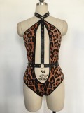 Sexy Leopard Babydoll Lingerie with Leather Belt TYHZM2277