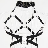 PVC Hollow Out Straps Open Cup Metal Ring Bodysuit TBS153