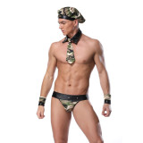 4PCS Men Army Camouflage Costume Lingerie 20197