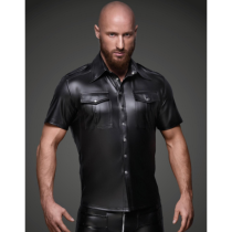 Sexy Leather Short Sleeve Men Tops Shirt TCJ974