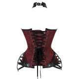 Gothic Tube Top Neck-hanging with 11 Steel Ribs and Side Zippers Corset