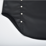 Zipper Sexy Matt Leather Rivet Bodycon Dress TCJ1114