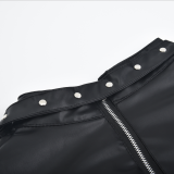 Zipper Sexy Matt Leather Rivet Bodycon Dress TCJ1114