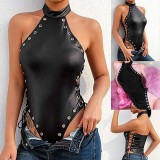 Sexy Open Crotch Leather Bodysuits TYQ8119
