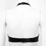 Halter Neck Backless Open Cups Exotic Leather Bra TSXL0051