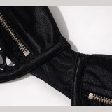2PCS Mesh Leather Zipper Night Club Underwear TMMZ1029