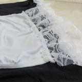 4PCS Sexy French Maid Halter Cosplay Mini Dress Nightwear Lingerie N22141
