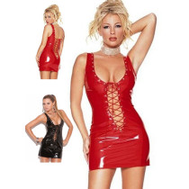 Sexy Lace up PVC Leather Dress TBS807