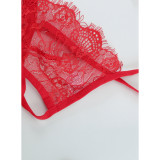 Erotic See-through Lace Choker Bra and Thong Bandages Lingerie with Garters