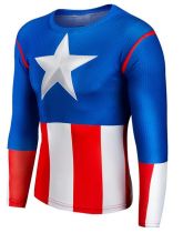 Captain America Print Quick-dry Long Sleeve Men Shirt TJEL0007