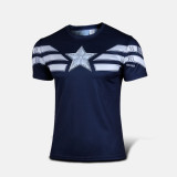 Captain America Print Riding Sports Short Sleeve Shirt TJEL0005