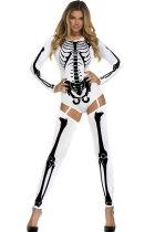 White Skeleton Romper Costume With Stocking T8948-1