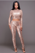 Gold Sequins Overall Two Pieces Pants Set TBLSN269-2