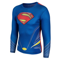 Superhero Print Quick-dry Long Sleeve Sports Men Shirt TJELE002