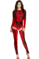 Red Skeleton Romper Costume With Stocking T8948-2