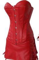 3 pieces Plus Size Red leather corset