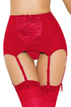 Red High-waisted Lace Hollow-out Garter Belt T1183-3