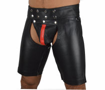 Black Leather Cutout Men Shorts (M-XXXL) TCJN926