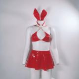 Sexy Latex Bunny Women Bra and Skirt Lingerie Set TKJN1159