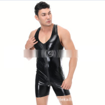 M-3XL Sexy Men Vinyl Leather Bodysuit Underwear (TCJ973)