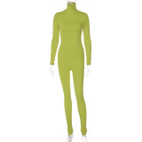 11 Colors Long Sleeve High Neck Skinny Jumpsuit TLJS4012
