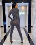 See Through Long Sleeve Jumpsuit 1736120