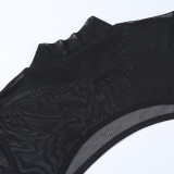 High Neck Long Sleeve Black Shrug Top TYB22092