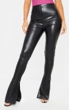 Black Split Bottom PU Leather Pants TLWD2022113