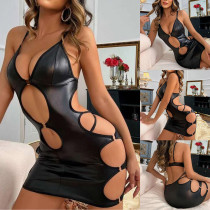 Sexy Leather Hollow Out Dress TSYY8172