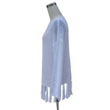 White Tassels Crochet Beach Dress