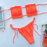 Sexy Strapless Ruched Thong Swimwear