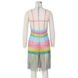 Sexy Backless Crochet Tassels Beach Dress