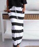 White and Black Printed Shirt and Long Skirt Set